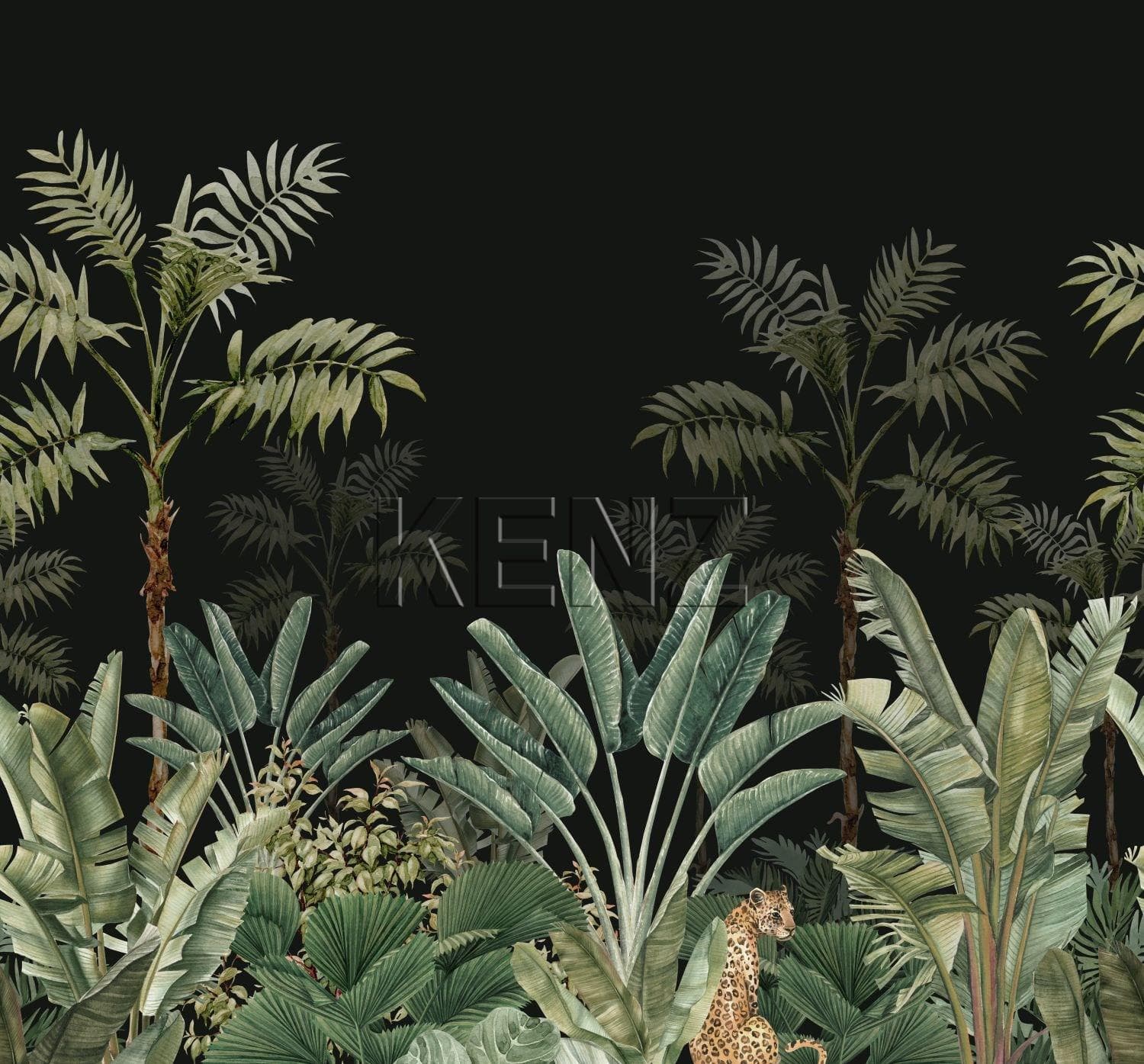 wall mural jungle motif black and greyish green 158950