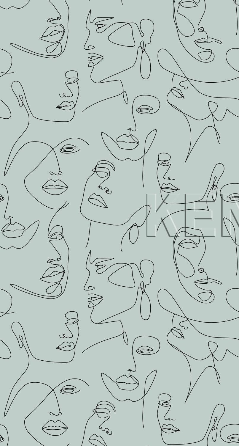 wall mural faces greyish green 158957