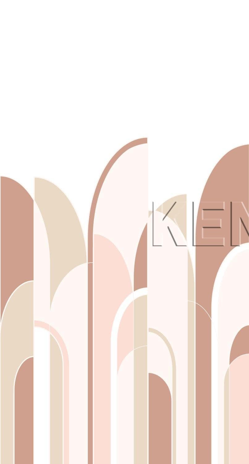 wall mural art deco motif terracotta red and soft pink 158959