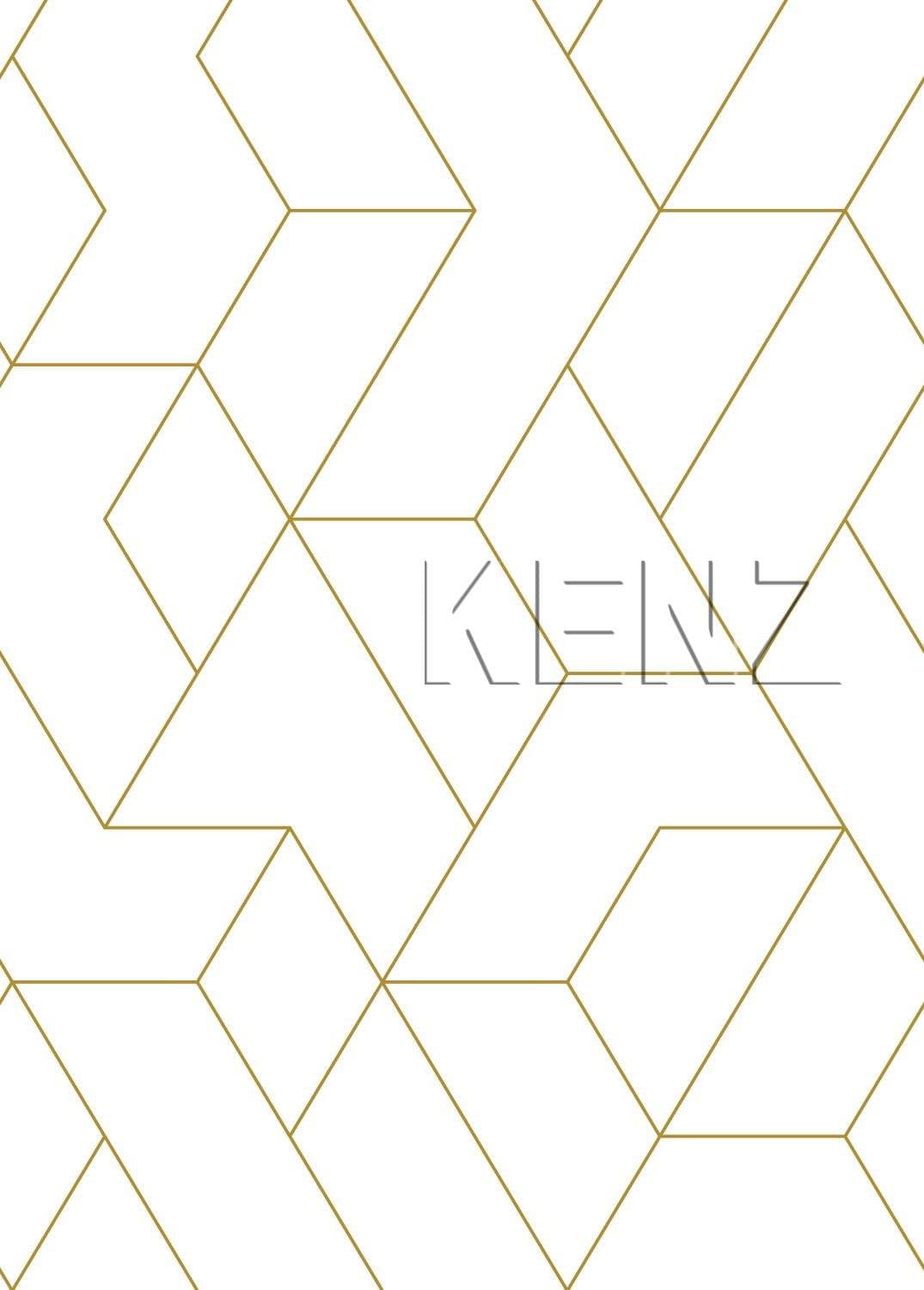 wall mural graphic lines white and gold 158962
