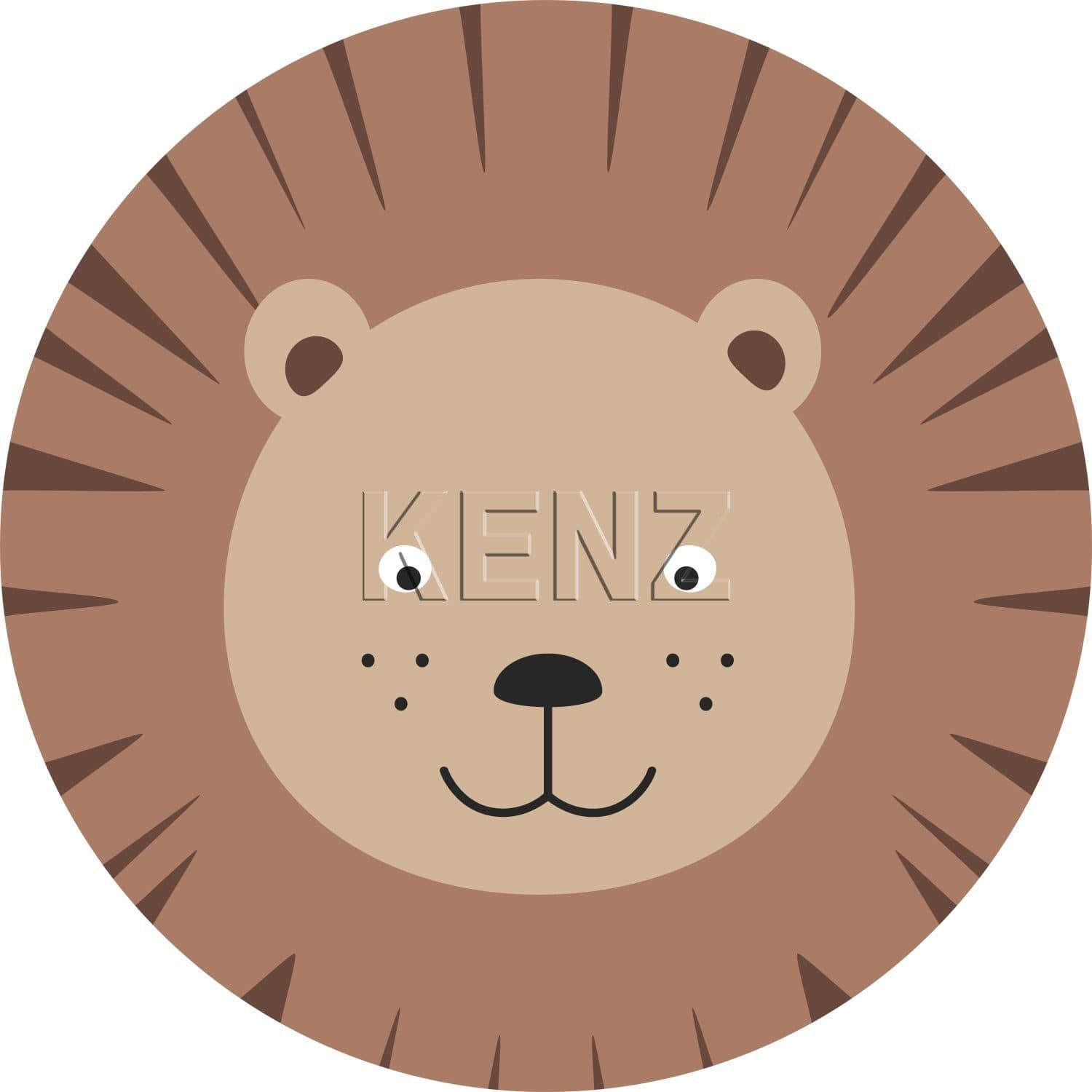 self-adhesive wallpaper circle animal heads brown and beige 158975