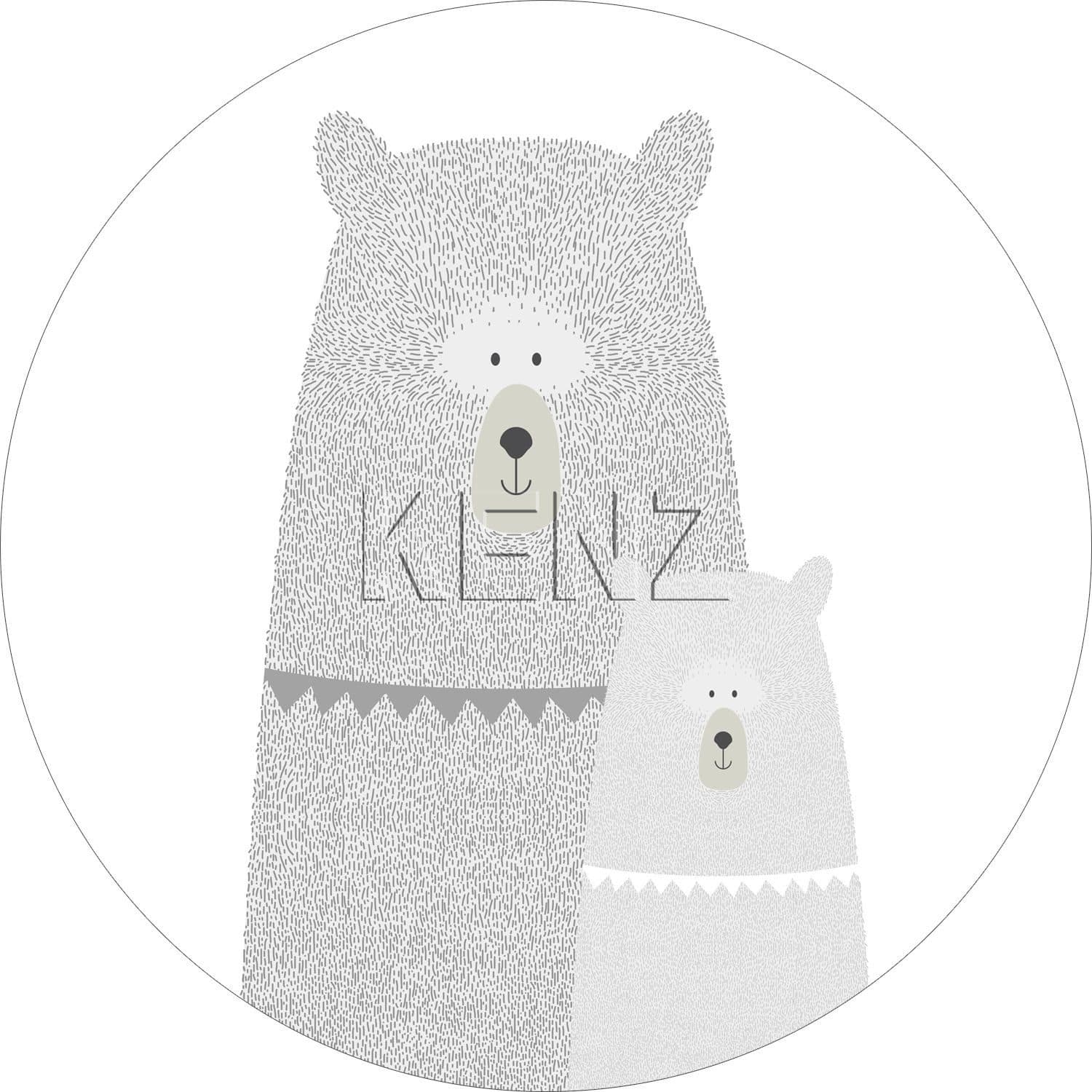 self-adhesive wallpaper circle bears mother and child light gray 158976