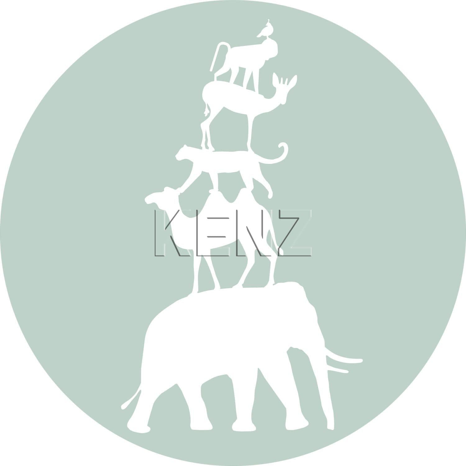 self-adhesive wallpaper circle stacked animals mint green and white 158977
