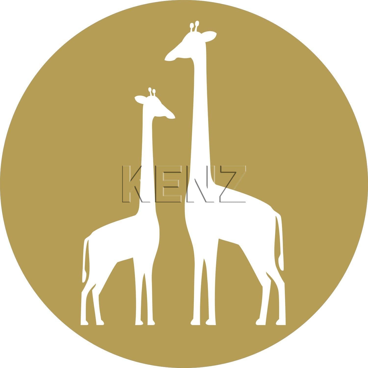 self-adhesive wallpaper circle giraffes ocher yellow and white 158978
