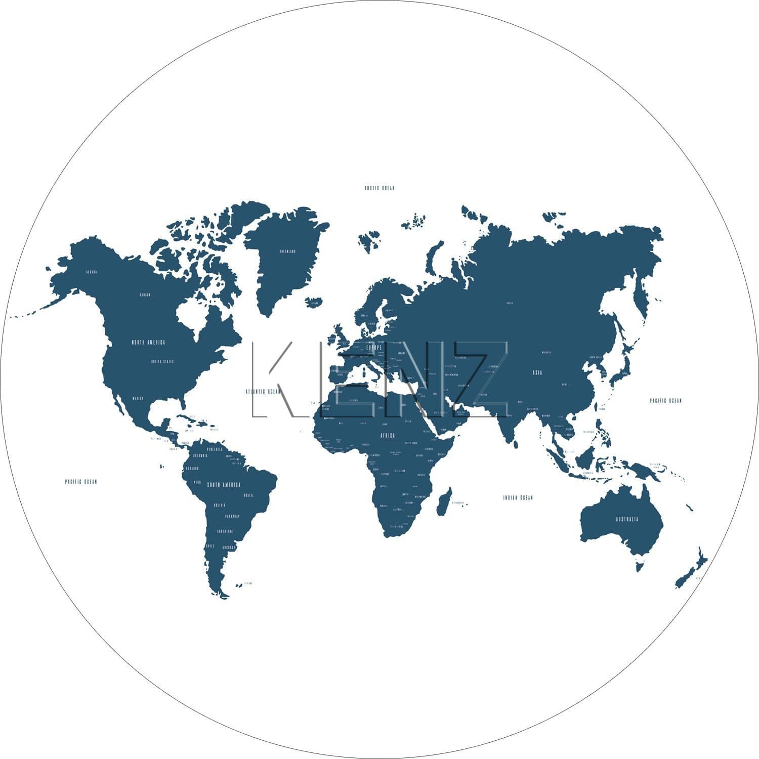 self-adhesive wallpaper circle world map blue 158984