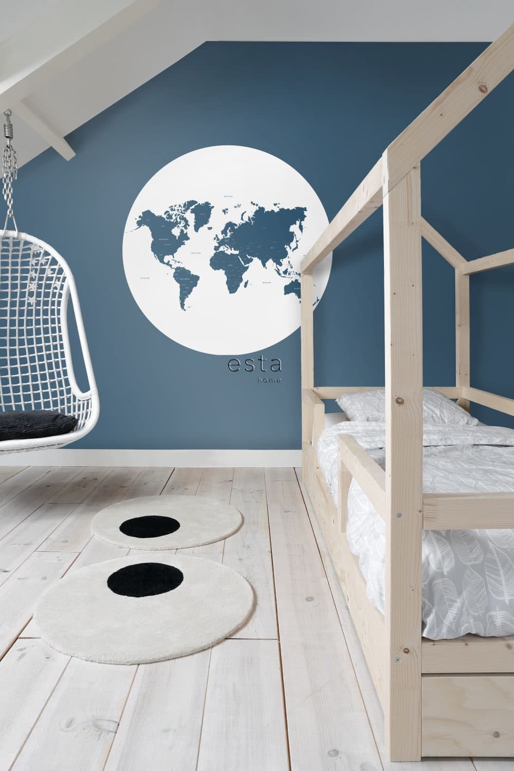 self-adhesive wallpaper circle world map blue 159008