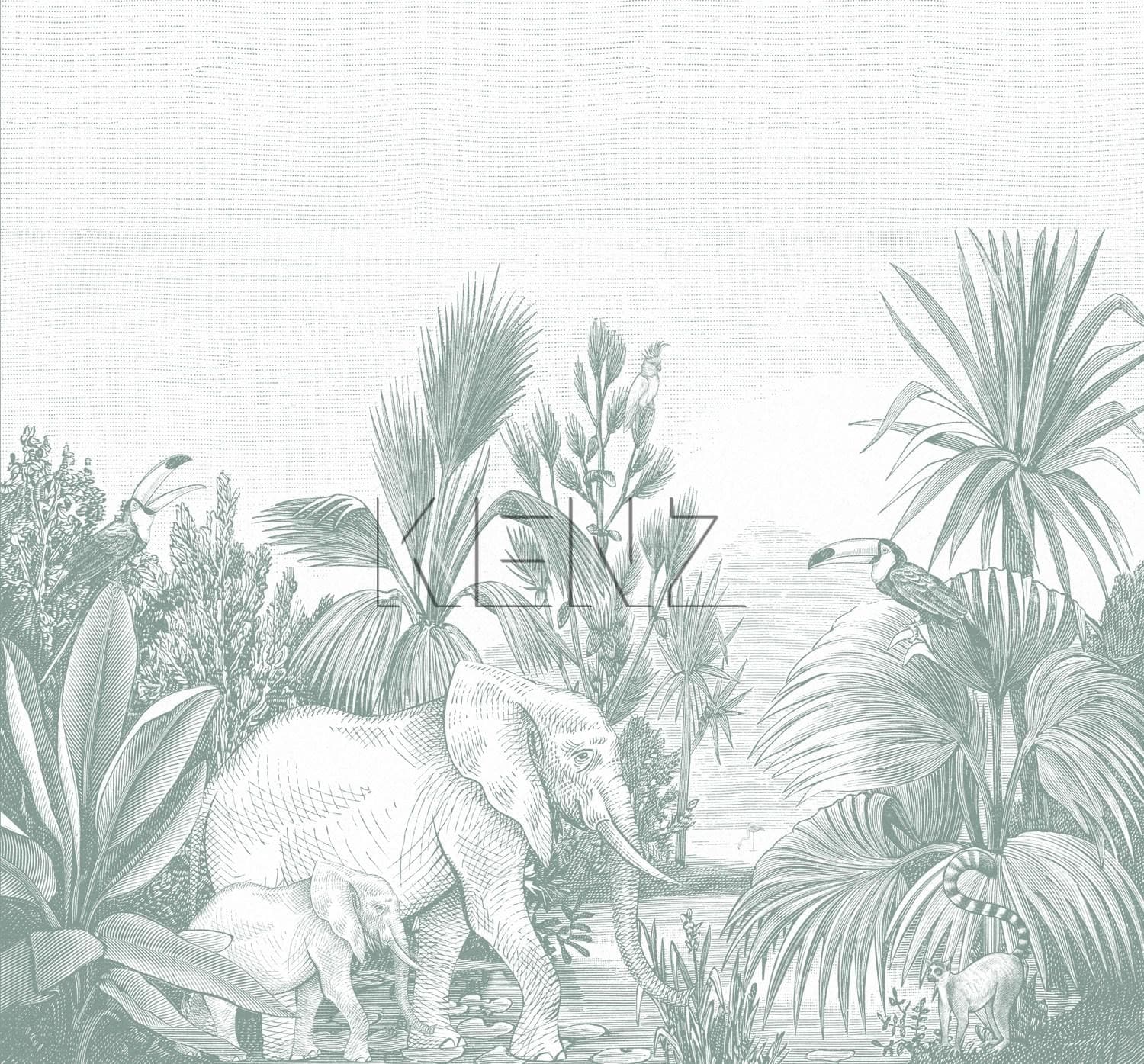 wall mural jungle motif green 159060