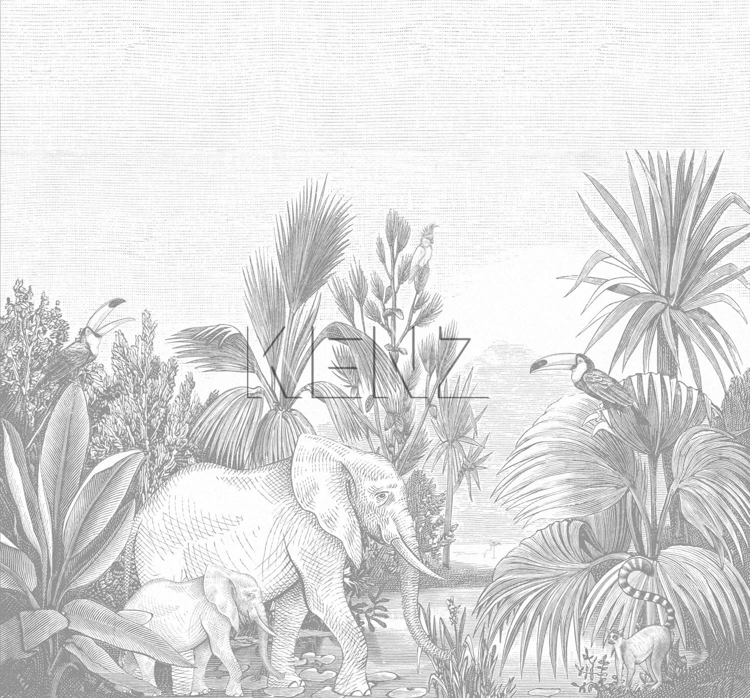 wall mural jungle motif gray 159061