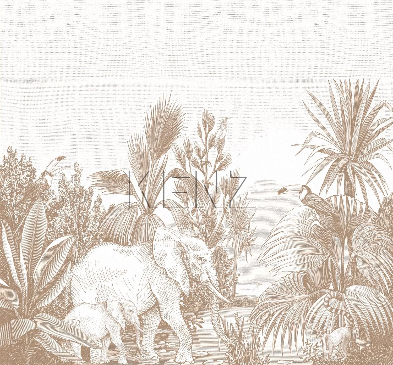 wall mural jungle motif terracotta red 159062