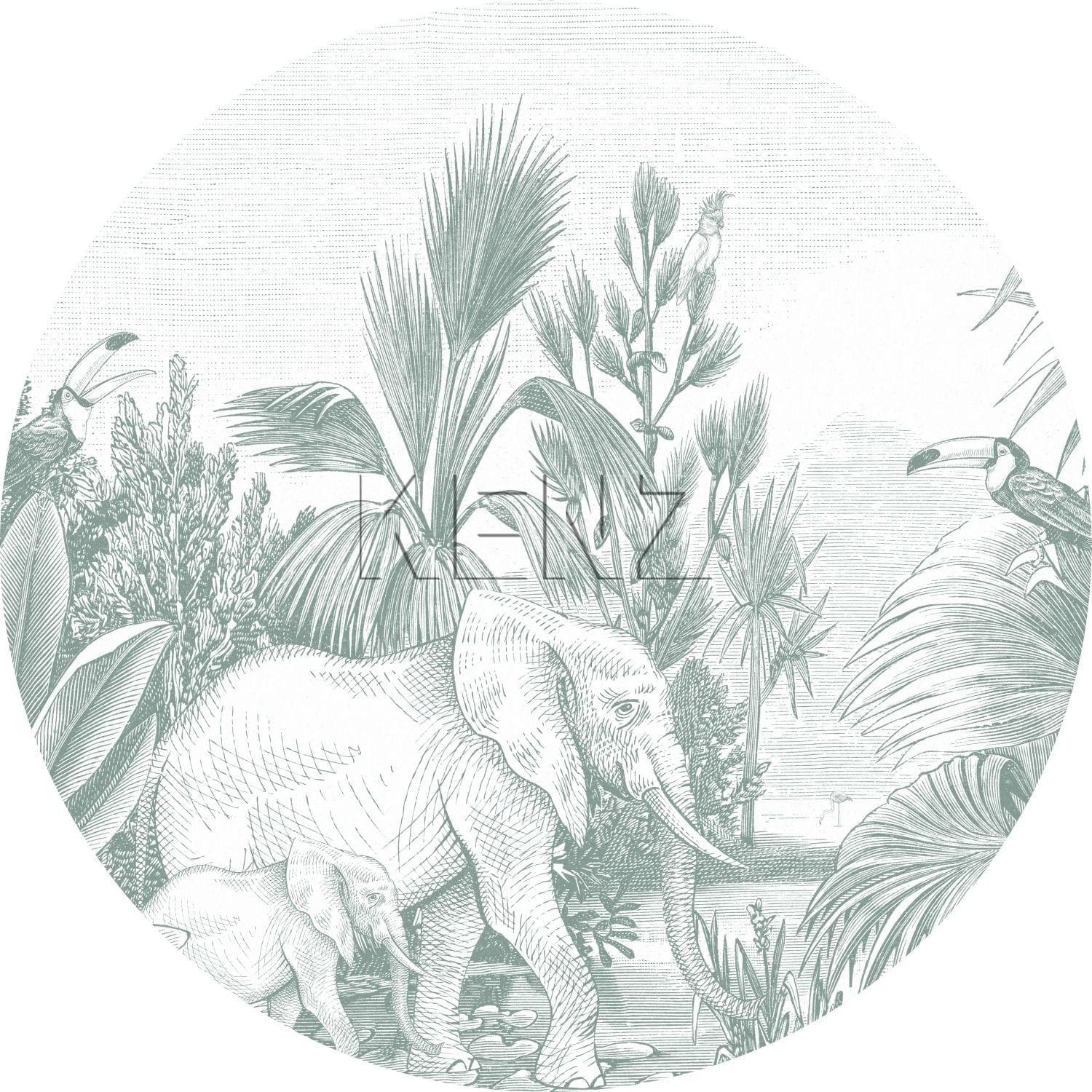 self-adhesive wallpaper circle jungle motif green 159076