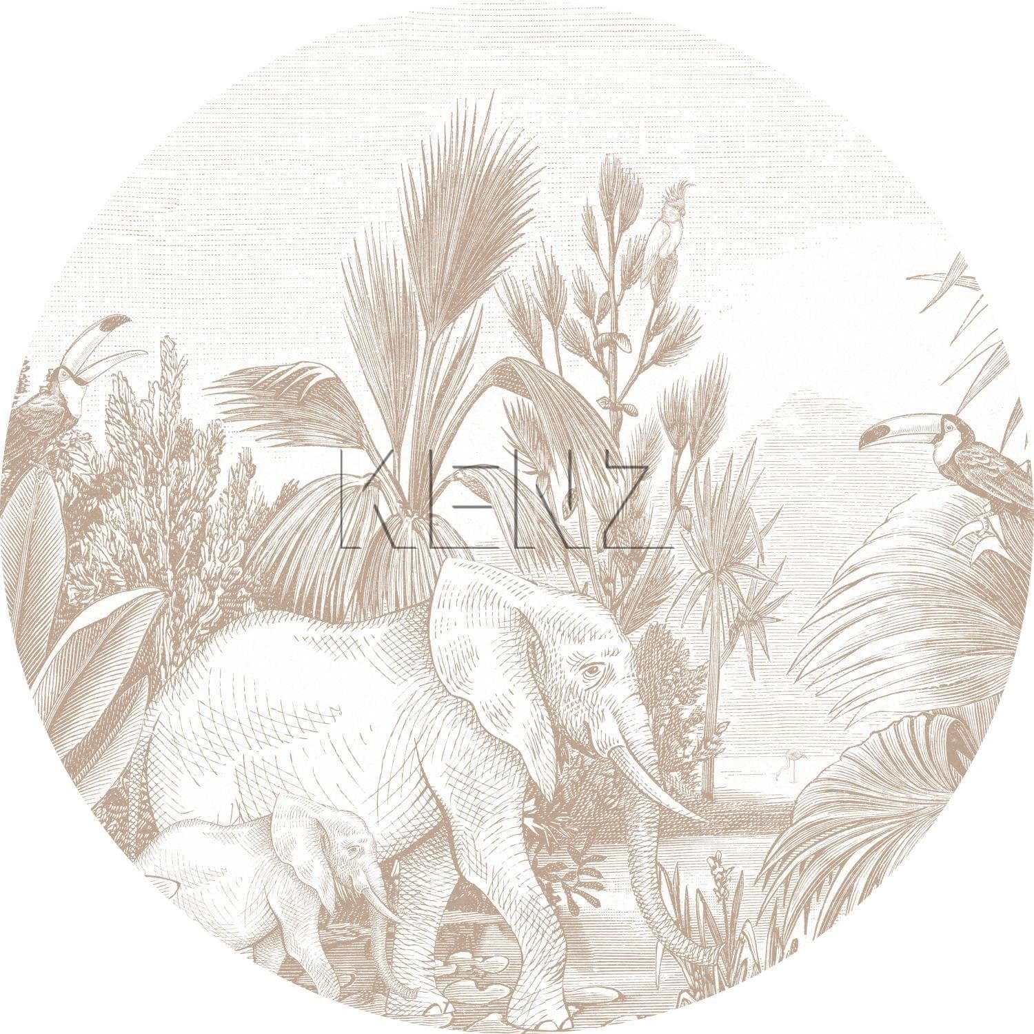 self-adhesive wallpaper circle jungle motif dark beige 159077