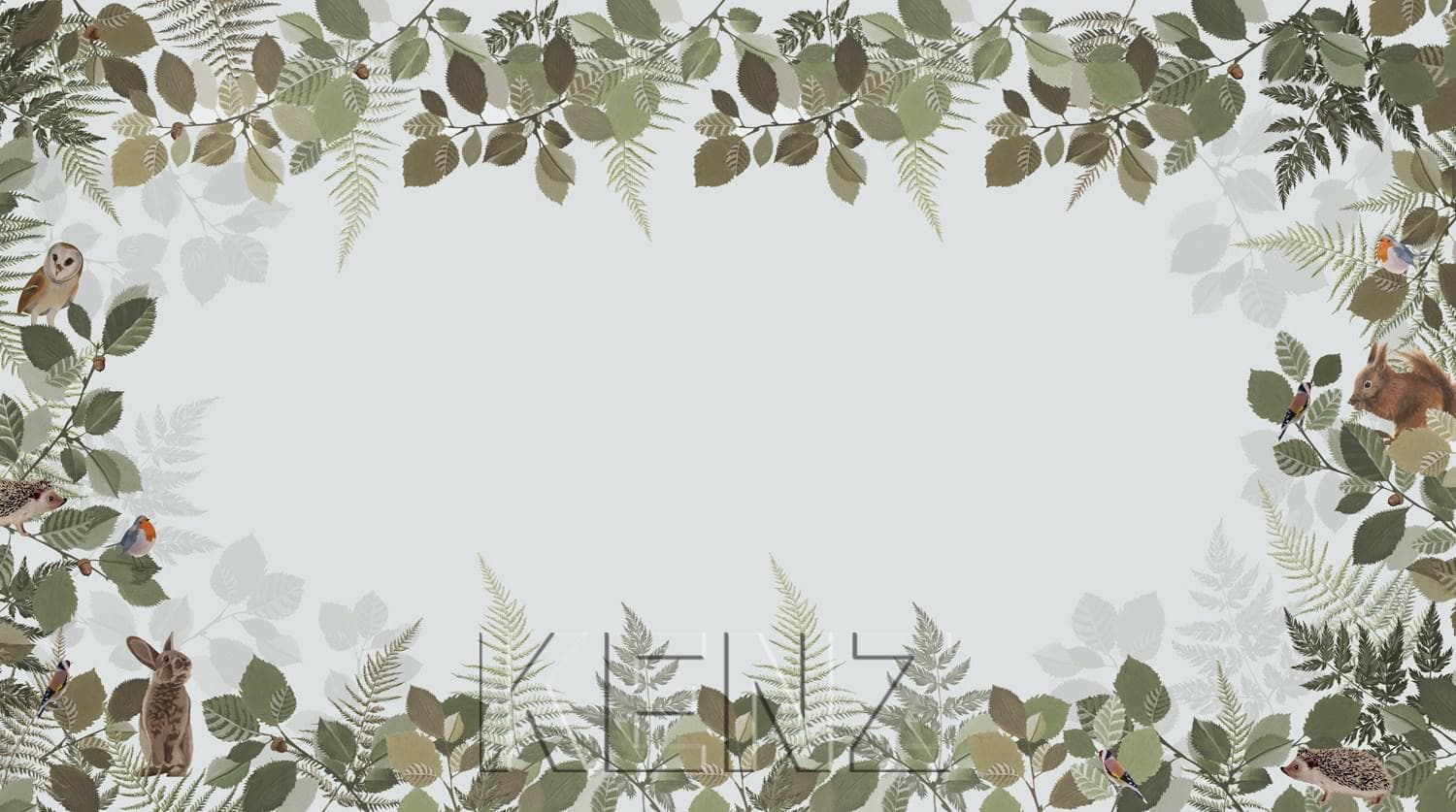 wall mural forest animals green and brown 159102