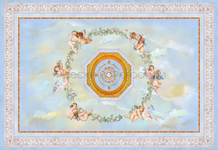 Floral Circle With Angels