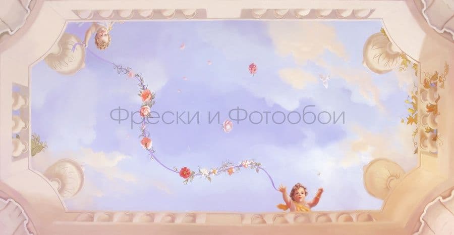 Angels With Flowers On The Sky