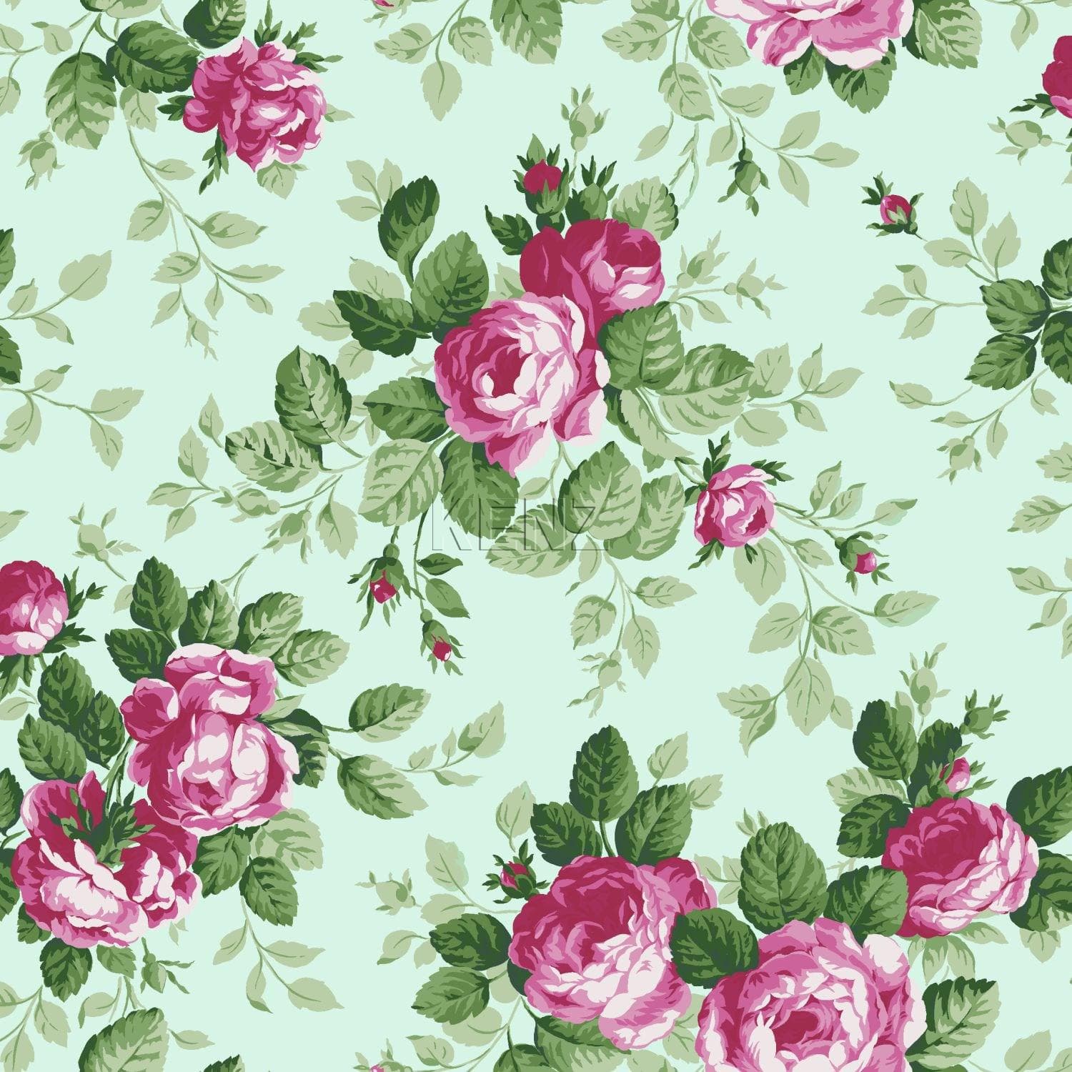 wallpaper roses celadon green and pink 326139