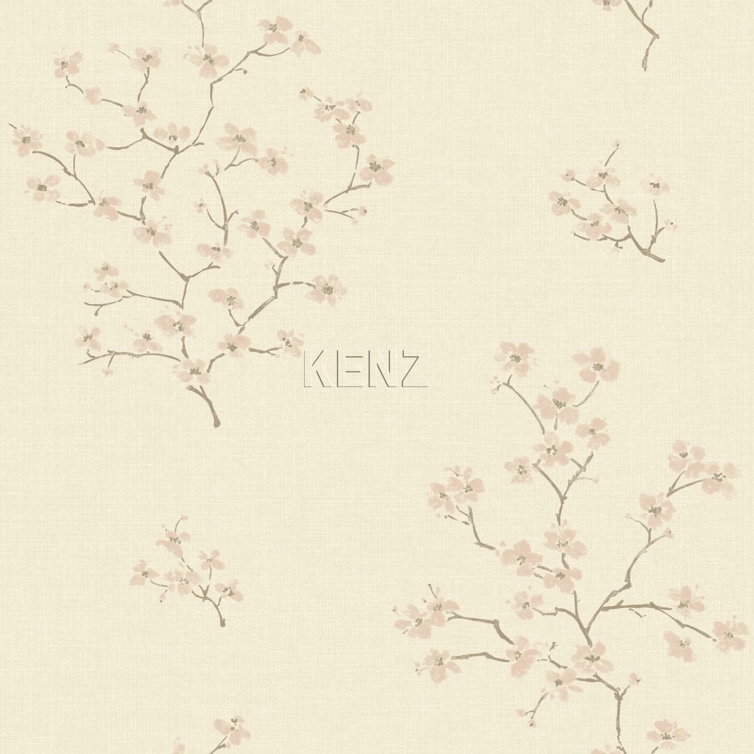 wallpaper blossom branch beige and pink 346545