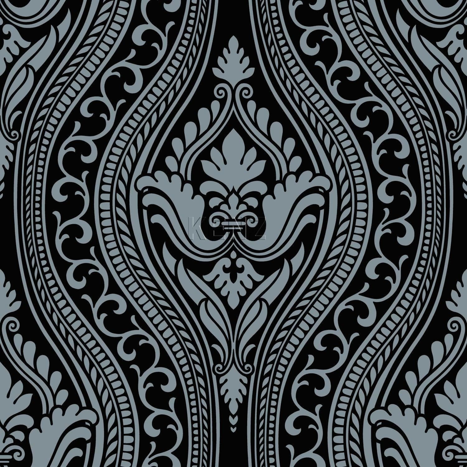 wallpaper with flock ornament black 346602