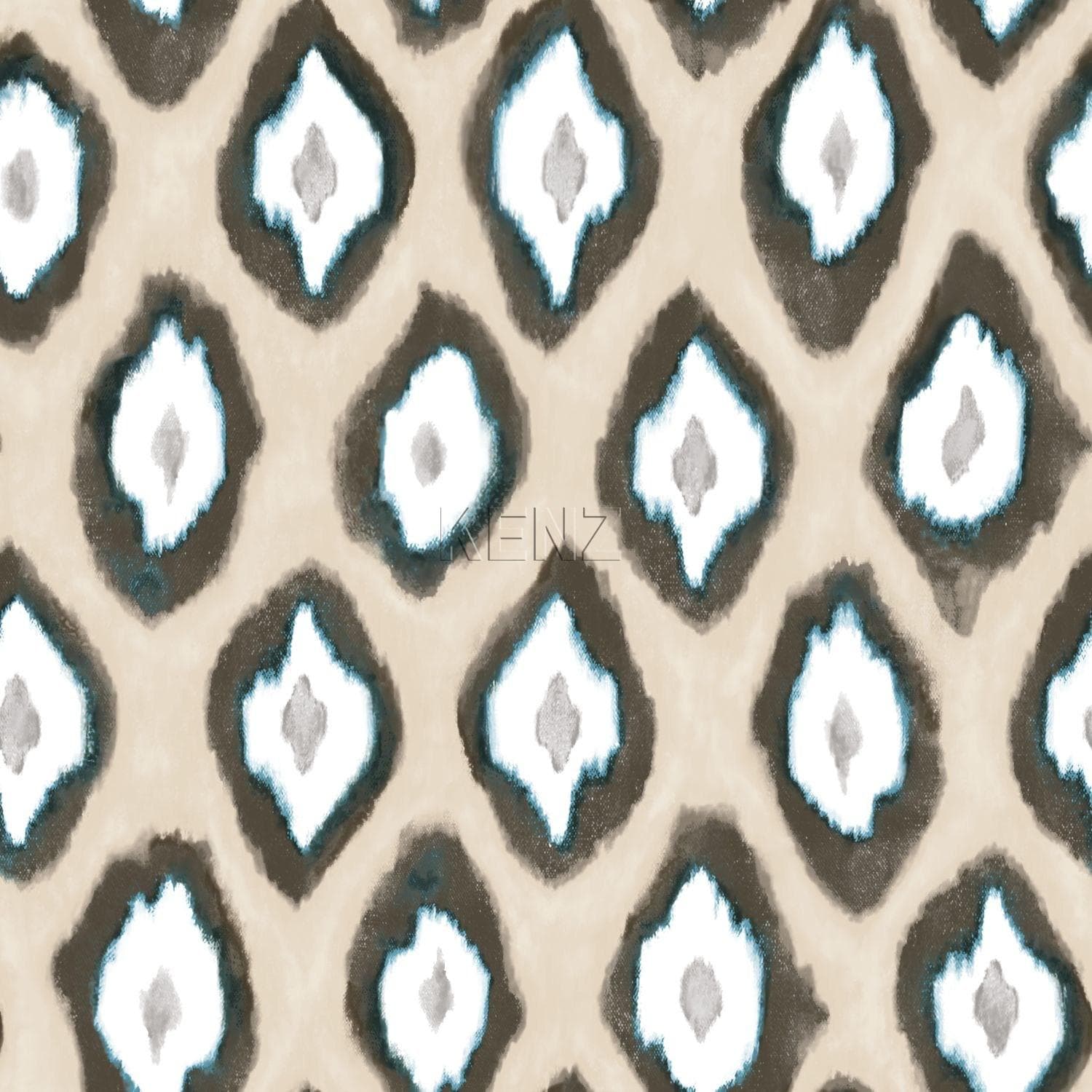wallpaper ikat motif beige and turquoise 346915