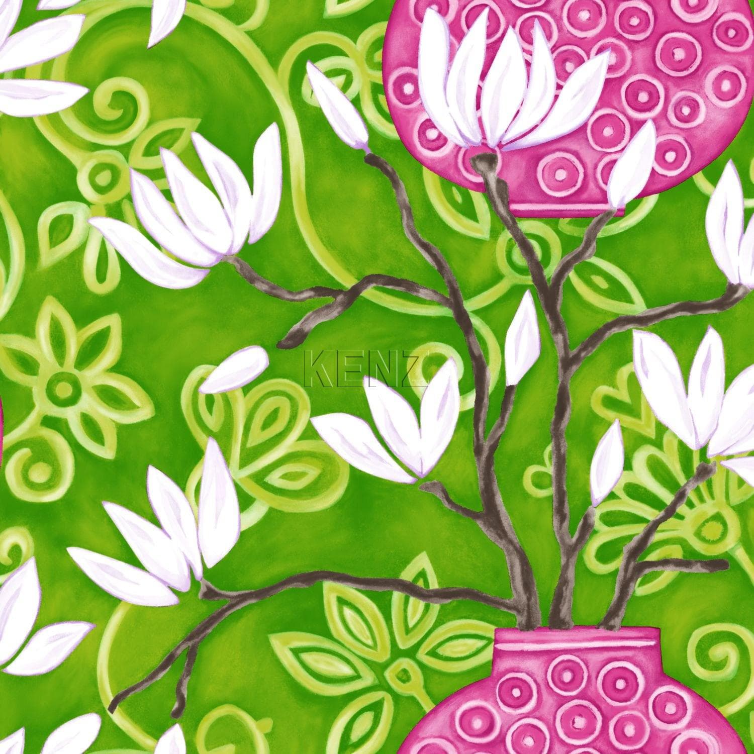 wallpaper magnolia green and pink 346926