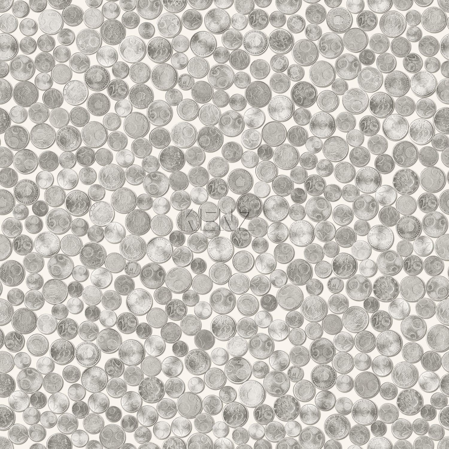 wallpaper metallic coins ivory white and gray 347459