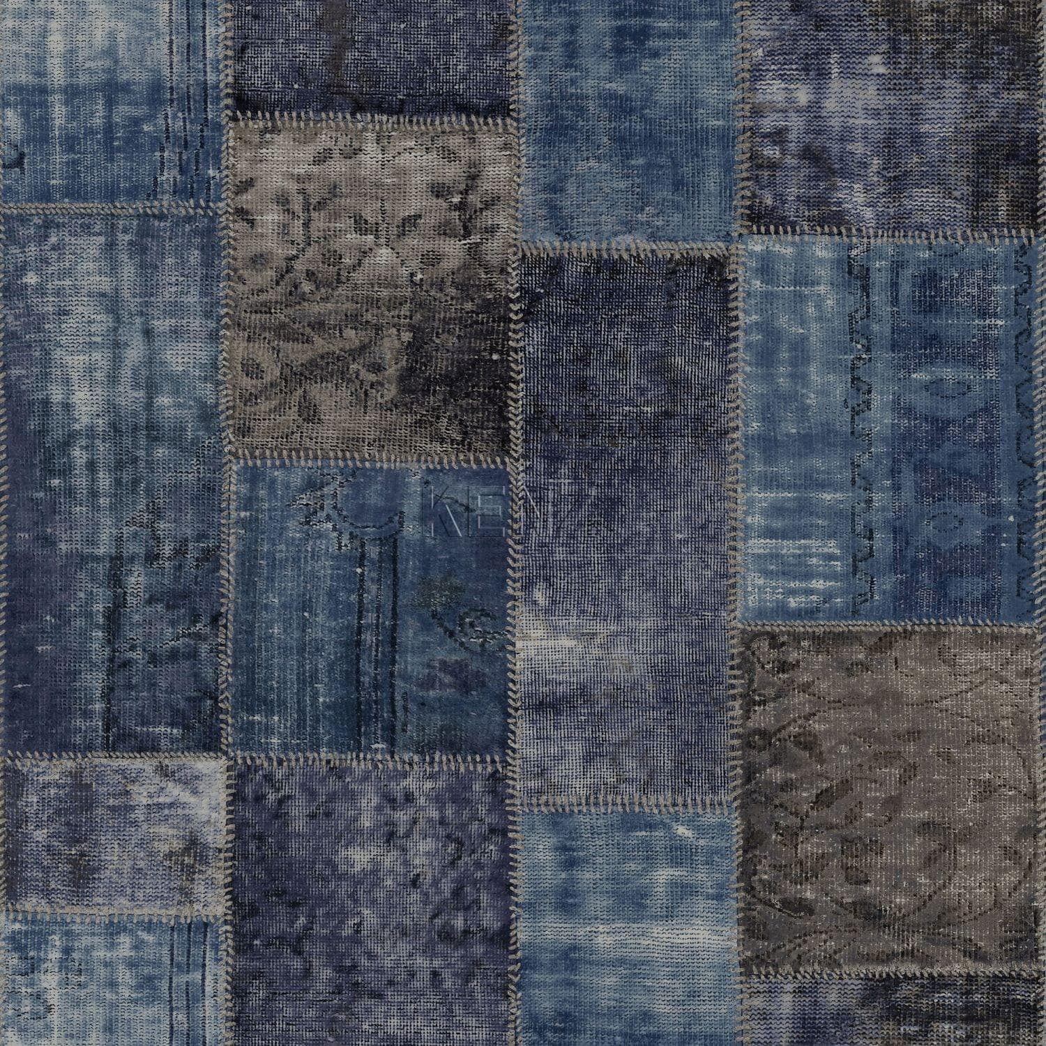 wallpaper kilim patchwork taupe and blue 347466
