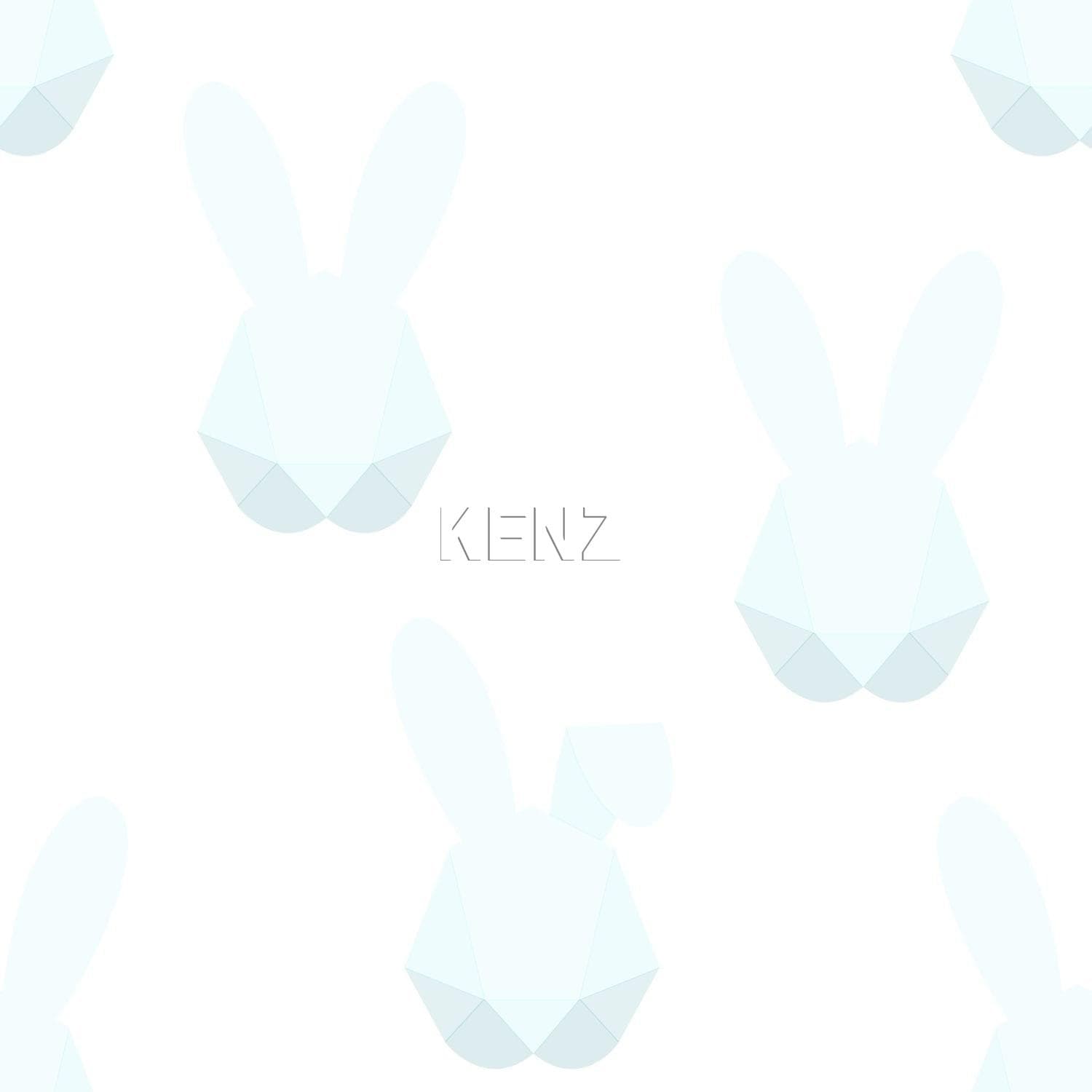 wallpaper origami rabbits pastel blue 347488