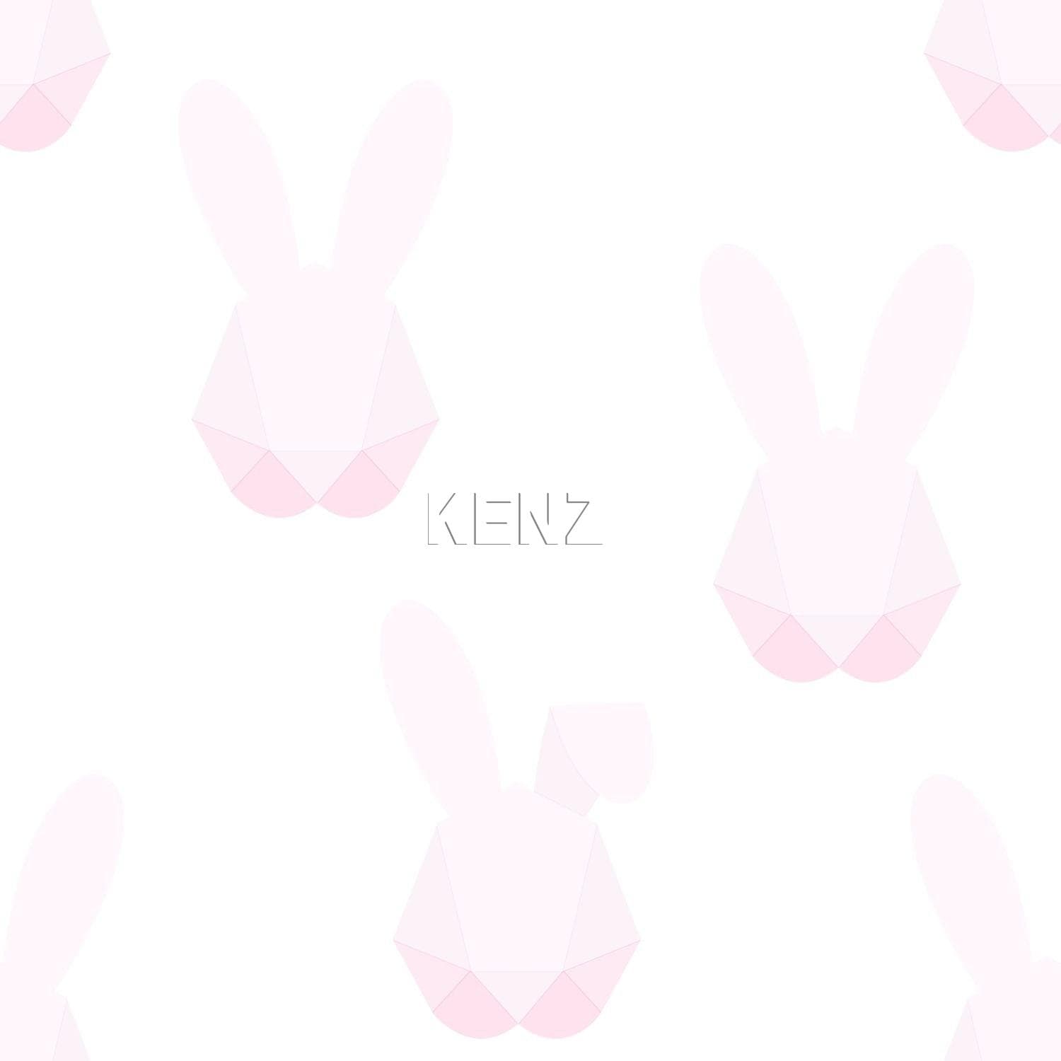 wallpaper origami rabbits powder pink and mint green 347490