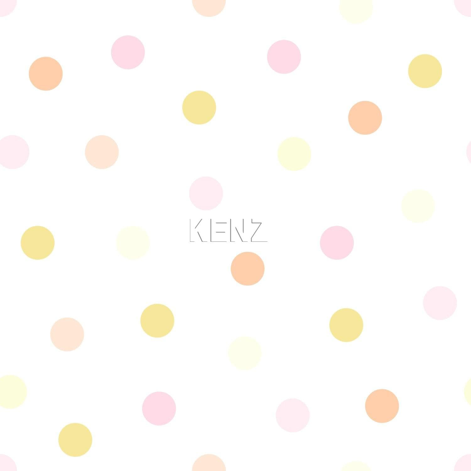 wallpaper polka dot pastel yellow, pastel peach orange, powder pink and matt white 347510