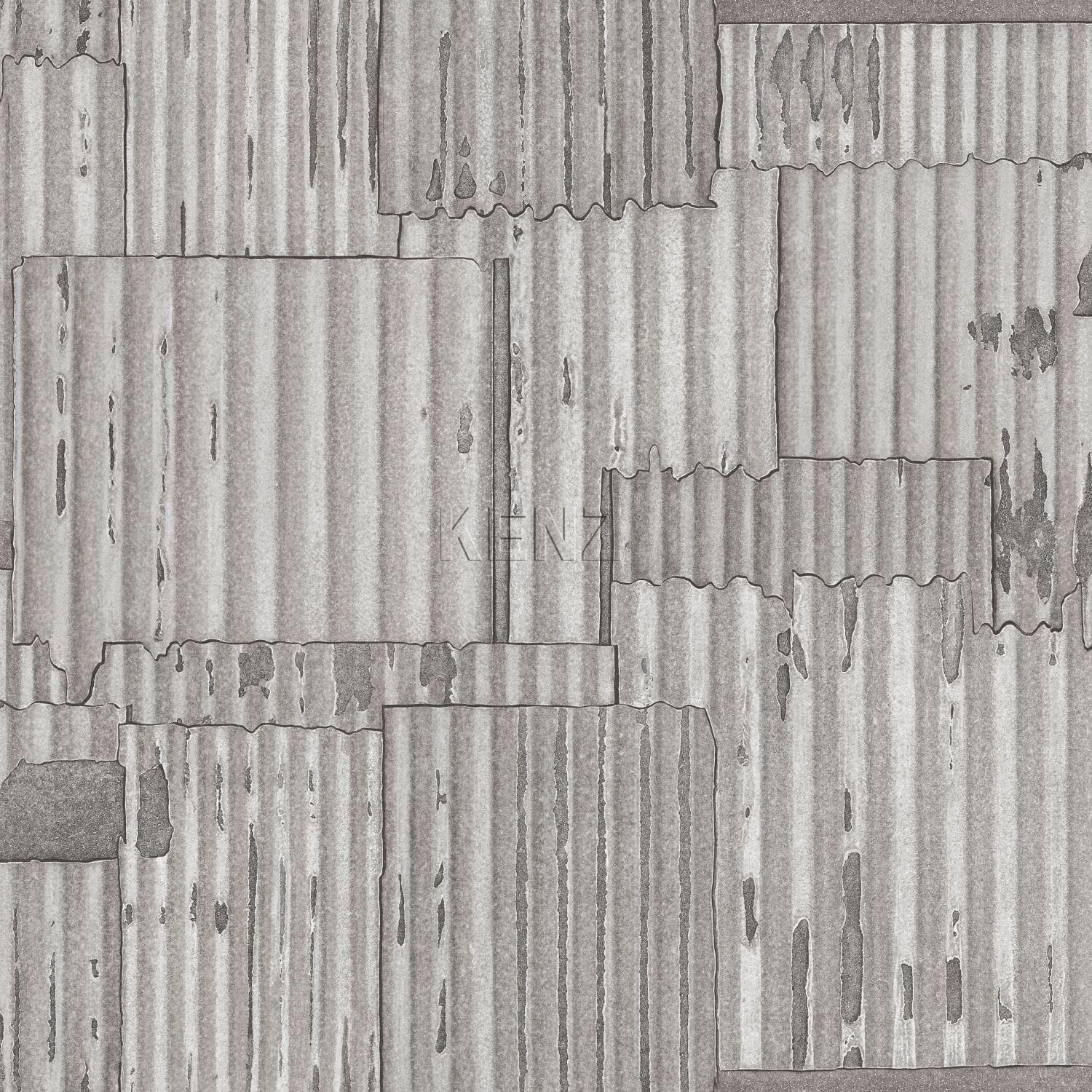 wallpaper industrial corrugated sheets light gray 347615