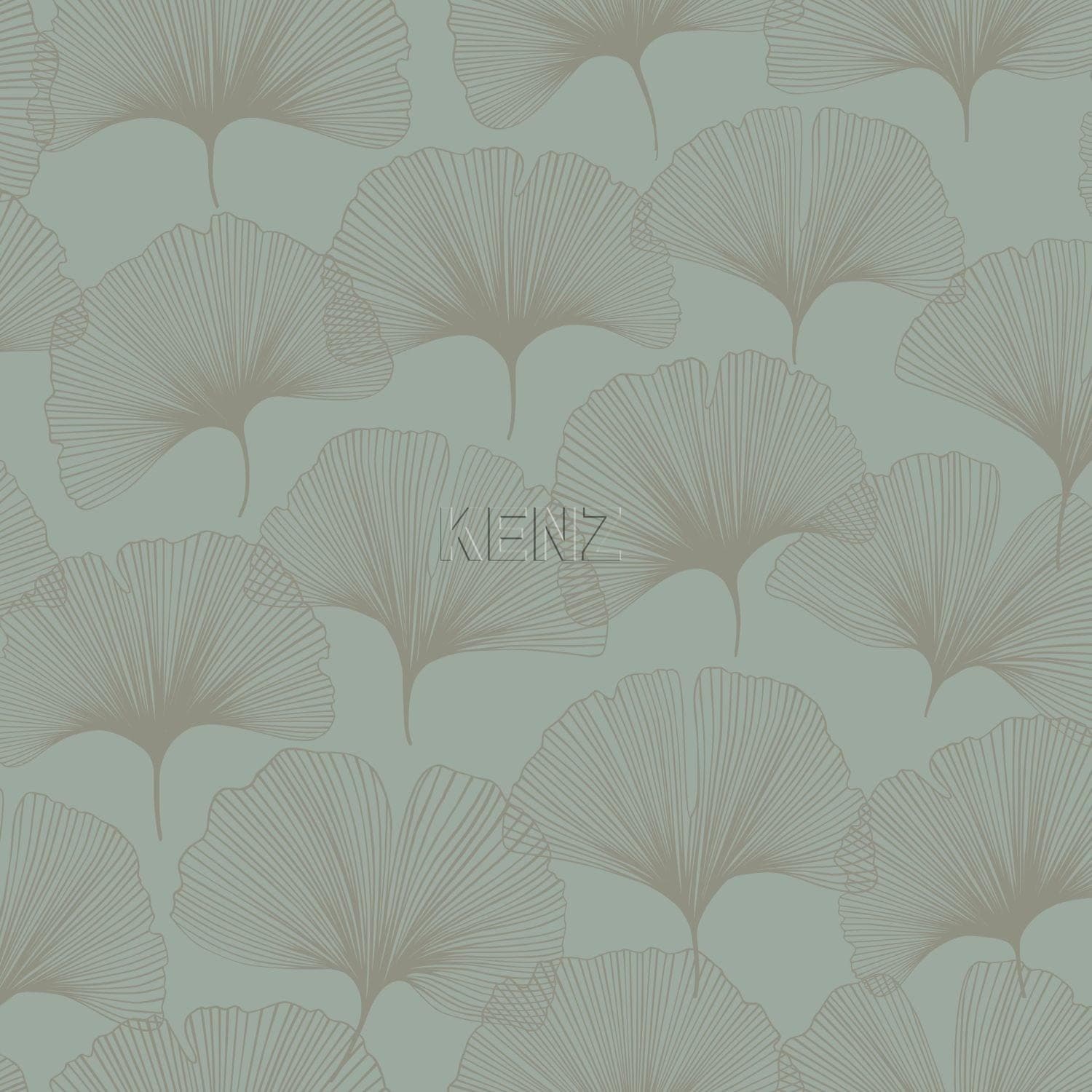wallpaper ginkgo leaves sage green 347733