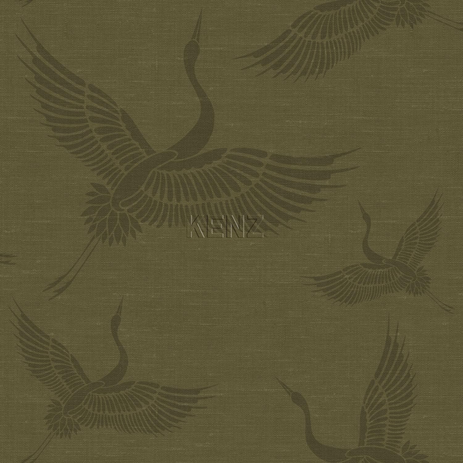 wallpaper cranes mustard green 347758