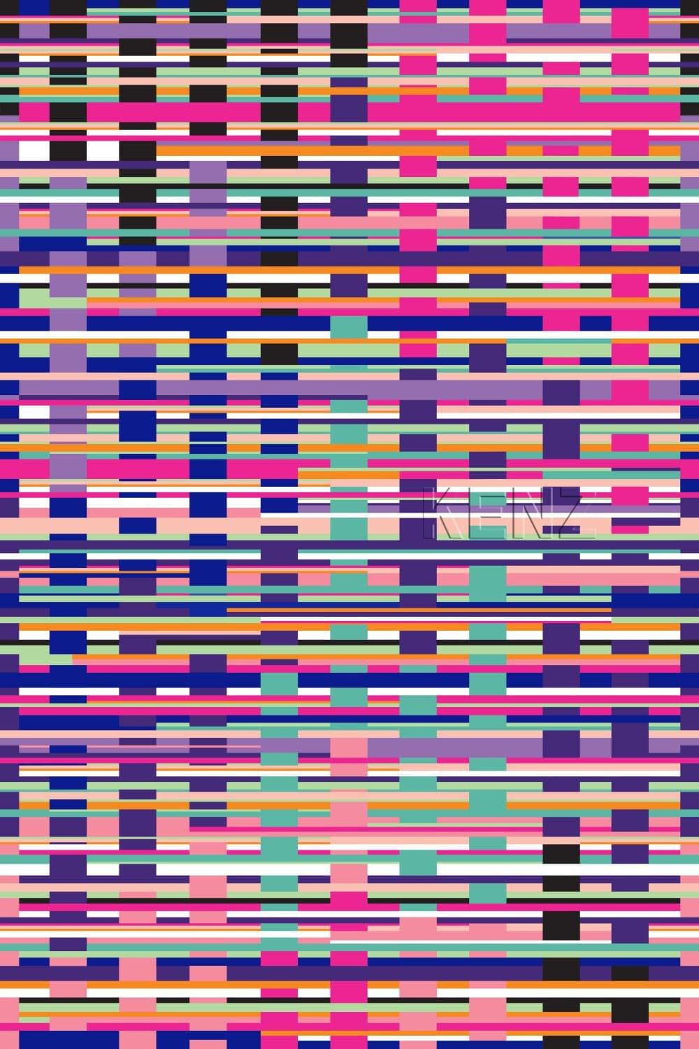 wall mural graphic stripes turquoise, black, purple, pink and white 357203