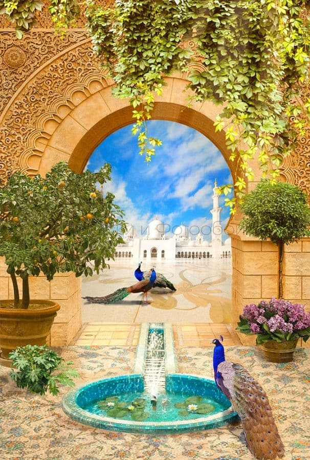 Peacocks In Oriental Arch