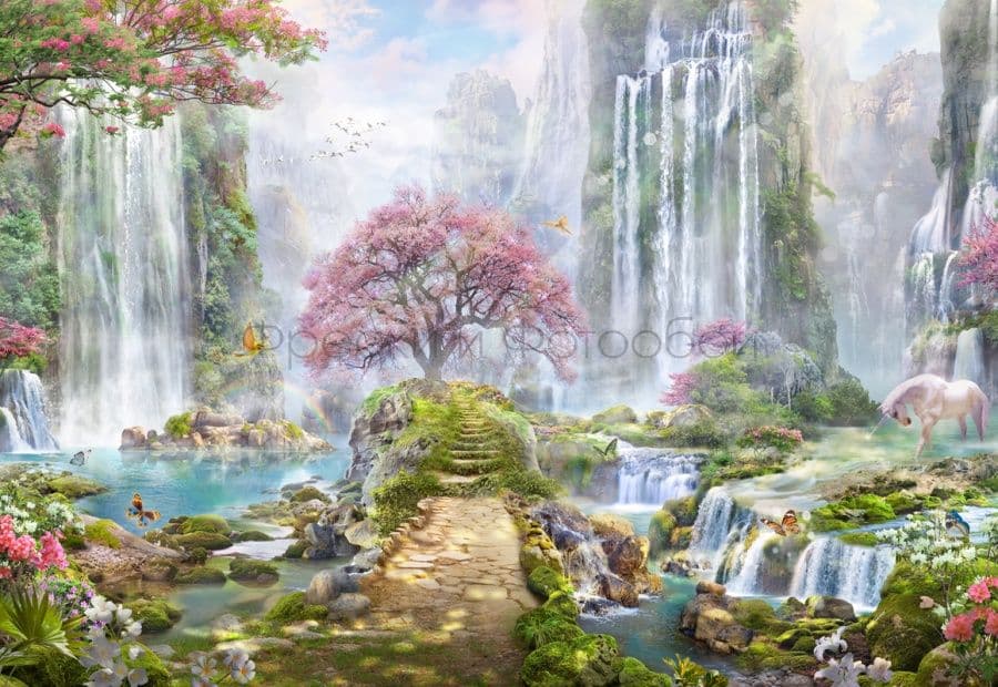 Fantastic Waterfalls With Unicorn